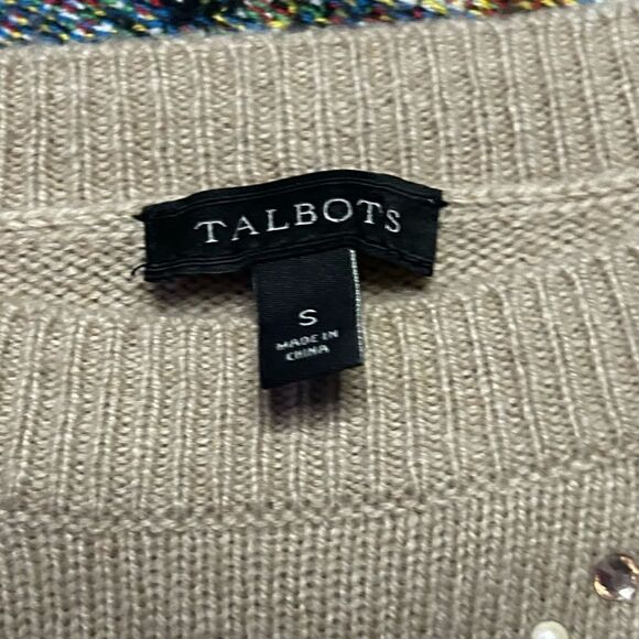Women's TALBOTS Sweater Beige Rhinestones Size S - Picture 5 of 6